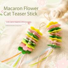 High Elasticity Hanging Cat Teaser Wand, Flower Felt Design, Door-Hanging And Handheld Cat Toy - Multicolor - View 3