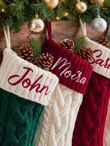 2026 Embroidered Christmas Stocking, Knitted Family Stockings, Personalized Xmas Stocking With Name, Holiday Gifts - Multicolor - View 5