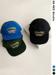 Sunrise Pattern Letter Embroidery Flat Brim Wide Brim Baseball Cap, All Season Outdoor Travel Face-Slimming Hip Hop Baseball Cap, Men's Sun Protection Hat, Hip Hop Flat Brim Baseball Cap, Tuna Embroidery Flat Brim Hat - Multicolor - View 2