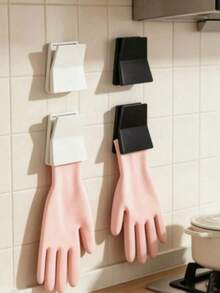 1/2pcs Hook, Dishwashing Gloves Hook, Lightweight Rubber Gloves Storage Rack, Suitable For Kitchen And Laundry Room, Multi-Functional Glove Storage Rack With Clips, Can Hang Rags And Accessories, Suitable For Bathroom Countertop And Dorm Room Glove Hook - Multicolor - View 8