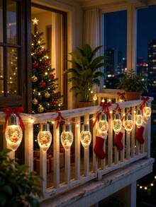 Christmas Wish Bottle Snowflake Ball LED String Lights, Built-In Santa Claus, Snowman, Reindeer And Mini Christmas Tree Warm Fairy Lights, Battery Operated Sparkling Light Beads, Suitable For Indoor/Outdoor Windows, Porch, Fireplace, Home Christmas Holiday Party Lighting Decoration - Multicolor - View 8