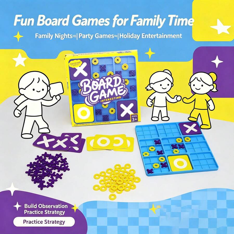 1 Set Permainan Tic Tac Toe Versi Terbaru yang Ditingkatkan, 81 Slot Kecil, Permainan Papan untuk 2 Pemain, Permainan Meja, Kompetisi Seru, Hiburan Santai, Melatih Pemikiran Logika Spasial, Memupuk Konsentrasi, Interaksi Orang Tua-Anak, Hadiah Ulang Tahun untuk Anak Laki-Laki dan Perempuan, Latihan Otak, Permainan XO, Cocok untuk Semua Usia