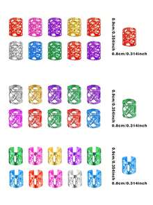 150pcs Multicolor Hip Hop Style Summer Hair Accessories, Braided Dreadlock Beads Hair Rings, Adjustable Metal Hair Bands, Braiding Accessories, Suitable For Children - Multicolor - View 8