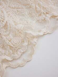 ALIAO Summer Apricot Floral Embroidered Mesh Sheer Top, Sexy Vacation Style, Wedding, Commute, Daily Wear - Apricot - View 12