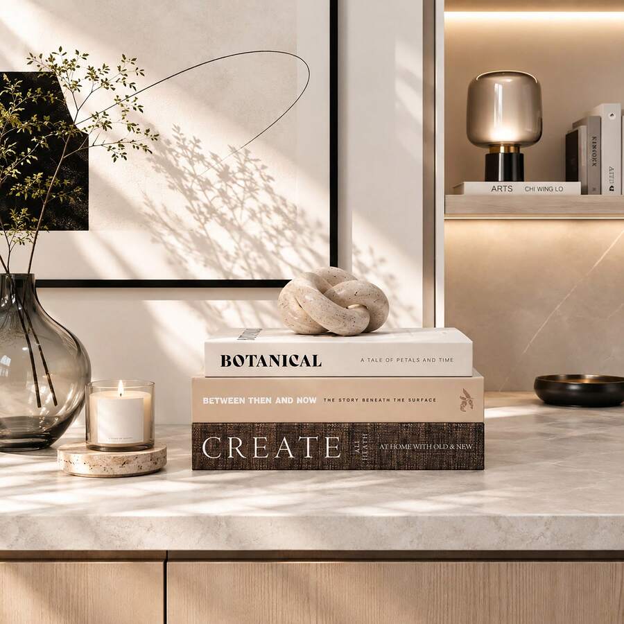 3pcs Set Home Decor Artificial Books, Stackable Paper Fake Books, Suitable For Coffee Table, Bedside Table And Living Room Decoration, Modern Home Atmosphere Arrangement And Holiday Scene Decor Props - 3pcs - View 1