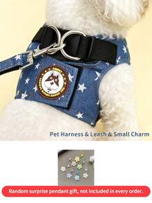 Set Harness dan Tali Hewan Peliharaan Multi-Gaya, 1 Liontin Kecil Acak, 6 Pilihan Pola, Harness Rompi Kucing & Anjing yang Dapat Diatur, Cocok untuk Hewan Peliharaan Kecil dan Sedang untuk Jalan-jalan di Luar Ruangan, Aksesoris Pakaian Hewan Peliharaan - MultiWarna - View 25