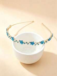 1pc Women's Fashion Everyday Versatile Floral Rhinestone Hairband Exquisite Fairy Hair Hoop - Multicolor - View 3