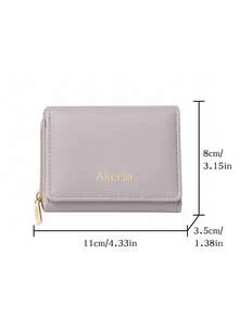 Women's Short Wallet, Multi-Function Coin Purse With Zipper And Snap Button, Small Card Holder, Gift Box Set For Girlfriend And Mother - Mauve Purple - View 3
