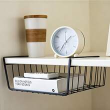 3pcs Under Cabinet Hanging Baskets, Metal Wire Storage Rack, Suitable For Kitchen, Bathroom And Bedroom Under Shelf Storage, Space-Saving Closet And Dorm Storage Baskets, Under Desk Hanging Baskets - Multicolor - View 7