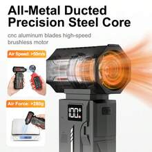 160000RPM Handheld Turbo Dust Blower, 5-Speed Adjustable Electric Air Duster With LED Digital Display, 50m/S High Wind Speed, Multi Nozzles, Portable Mini Blower For Car Interior, PC Cleaning, BBQ Ignition & Inflation - Handheld - View 3