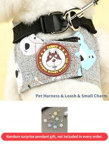 Set Harness dan Tali Hewan Peliharaan Multi-Gaya, 1 Liontin Kecil Acak, 6 Pilihan Pola, Harness Rompi Kucing & Anjing yang Dapat Diatur, Cocok untuk Hewan Peliharaan Kecil dan Sedang untuk Jalan-jalan di Luar Ruangan, Aksesoris Pakaian Hewan Peliharaan - MultiWarna - View 12