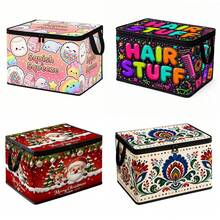 1pc Foldable Zipper Storage Box, Colorful Hair Graffiti Pattern, Multiple Styles Available, Perfect For Travel, Packing, Clothing, Pants And Bedding, Keeps Home Items Organized And Easy To Find - D - View 2