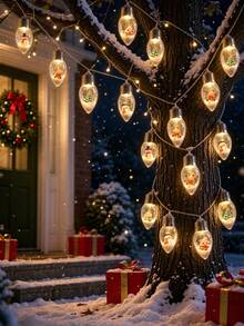 Christmas Wish Bottle Snowflake Ball LED String Lights, Built-In Santa Claus, Snowman, Reindeer And Mini Christmas Tree Warm Fairy Lights, Battery Operated Sparkling Light Beads, Suitable For Indoor/Outdoor Windows, Porch, Fireplace, Home Christmas Holiday Party Lighting Decoration - Multicolor - View 5