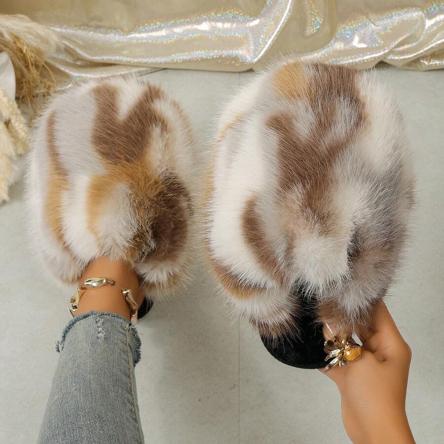 Beach Casual Plush Warm Slippers - Multicolor - View 1