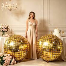4D Disco Balloons Silver & Gold 4D Disco Foil Balloons, Suitable For Birthday, New Year, Anniversary, Christmas And Holiday Party Decoration - Gold - View 1