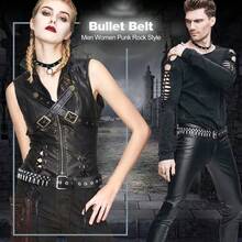1pc Unisex Black Studded Belts, Punk‑Inspired Design Adorned With Fashionable Stud Embellishments And Multi-Row Eyelet Holes - ZD01 02 - View 4