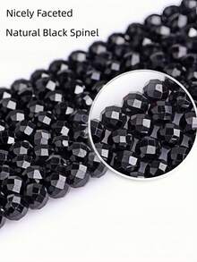 1 Strand Natural Black Spinel Faceted Round Beads, Fine Cut, Approx. 39cm Per Strand, August Birthstone, DIY Supplies For Bracelet Necklace - Faceted Round - View 12