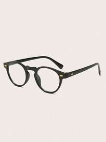2 Pairs Set Men's Round Minimalist Solid Color Fashionable Non-Prescription Glasses - Multicolor - View 4