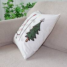 1pc Christmas Tree Embroidered Pillow Case, Winter Cabin Reindeer & Christmas Tree Embroidered Cushion Cover, Suitable For Sofa Bedroom Holiday Home Decor, Pillow Insert Not Included - Multicolor - View 11