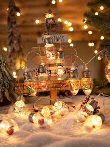 Christmas Wish Bottle Snowflake Ball LED String Lights, Built-In Santa Claus, Snowman, Reindeer And Mini Christmas Tree Warm Fairy Lights, Battery Operated Sparkling Light Beads, Suitable For Indoor/Outdoor Windows, Porch, Fireplace, Home Christmas Holiday Party Lighting Decoration - Multicolor - View 7