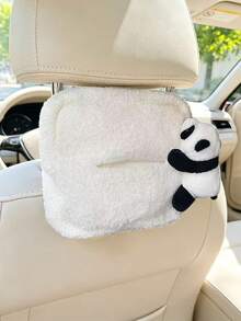 1PC Cute Panda Plush Tissue Box Holder, Lamb Wool Decorative Tissue Storage Box, Easy Disassembly And Assembly, Neat Storage, Car Accessory - Tissue Box - View 7