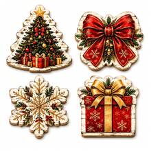 4pcs Christmas Wooden Coaster Set, Christmas Tree Bow Snowflake Gift Box Coasters, Holiday Table Decor And Hanging Decorations, Suitable For Home Kitchen Coffee Table Decor - View 5