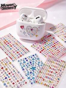 1 buah Set Stiker Rhinestone 3D Warna-warni dengan Pinset, Stiker Permata Bulat Bintang Hati Warna-warni, Stiker Rhinestone Akrilik Perekat Diri 3D, Stiker Dekorasi Gelas Air, Tersedia Berbagai Gaya, Cocok untuk Casing Ponsel, Gelas, Kamera, Casing Earphone, Earphone, Gantungan Kunci, Stiker Kreatif Dekorasi Gelas Air - Satu-Ukuran - View 4
