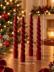 Red Christmas Tree Twisted Cone Candle, Spiral Shaped Decorative Candle, Suitable For Christmas Table, Holiday Party, Wedding And Home Decor - Red - View 15