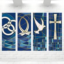 4 buah Spanduk Gereja Artistik, Gaya Kaca Patri Malaikat Meniup Terompet, Pola Kelahiran Yesus, Spanduk Pesta Poliester, Tanda Gantung Sempurna untuk Dinding Tempat Suci Gereja, Sekolah, Gereja, dan Tempat Lainnya - A - View 16