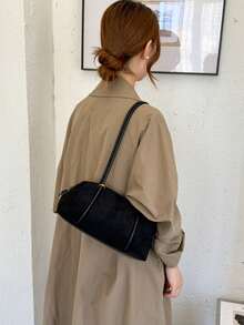Women's Shoulder Bag, Fashionable Retro Elegant Minimalist Pendant Black Bag - Coffee - View 7