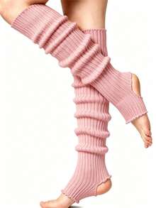 Women's Knit Stirrup Leg Warmers, Solid Color Slouchy Footless Socks, Fall Winter Ribbed Crochet Leg Covers, Yoga Dance Leg Warmers, Multi Colors - Multicolor - View 14