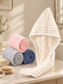 1pc Microfiber Hair Drying Cap, Soft Absorbent Hair Towel Wrap, Suitable For Curly, Wavy And Long Hair, For Face Washing, Skincare, Makeup, Bathroom Accessory, Christmas Gift - Multicolor - View 10