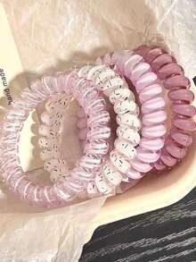 4PCS Dot-Patterned Hair Band, Versatile Hair Tie, Invisible Elastic, Youthful And Fresh Girl's Hair Accessory And Headwear For School Campus. - Multicolor - View 8