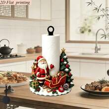 2D Flat Printed Kitchen Paper Towel Holder 1pc Christmas Style Cozy Snowman Christmas Tree Design Creative Desktop Paper Towel Rack Iron Material No Paper Towels Included Fun Holiday Design Suitable For Living Room And Dining Room - View 9