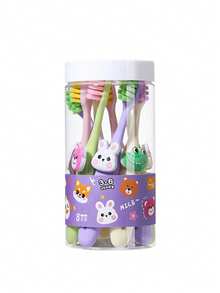 8pcs Animal Pattern Kids Toothbrush, Soft Bristles For Gum Protection, Suitable For Infants And Toddlers, Interchangeable Animal Head Decorations - Multicolor - View 9