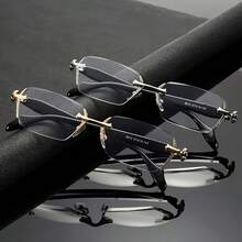 1 Pair Women's Rimless Fashion Polygon Glasses, High-End Decorative Style, Suitable For Office Wear - Multicolor - View 1