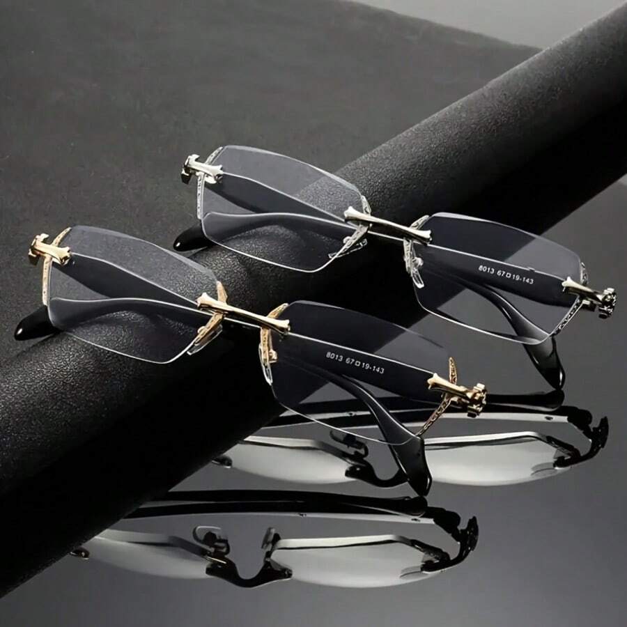 1 Pair Women's Rimless Fashion Polygon Glasses, High-End Decorative Style, Suitable For Office Wear - Multicolor - View 1