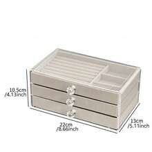 1pc Luxury Crystal Handle Jewelry Storage Box, Transparent Acrylic Jewelry Cabinet With Velvet Drawer - Multicolor - View 5