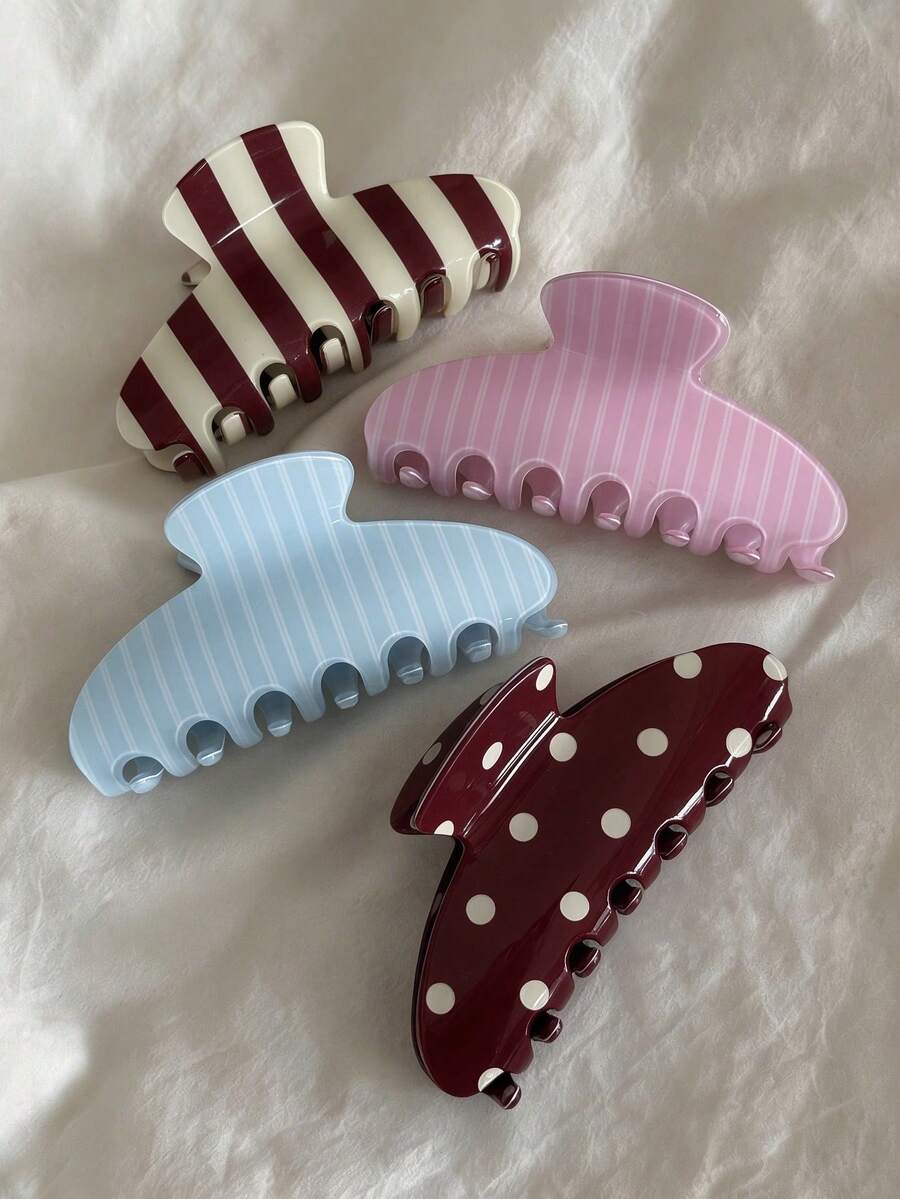 4pcs/1pc Women's 10.3cm/4.06in Pink Blue Striped Brown Leopard Print ...