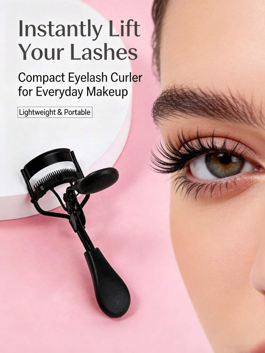 2/1pc Eyelash Curler, Wide-Angle Curling Mascara Applicator, Beginner-Friendly, Women's Product, Naturally And Long-Lasting Styling, Portable Eyelash Tool, Eye Care Tool - Black - View 1