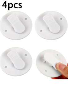 4pcs Bathroom Shower Curtain Clips, Self-Adhesive Shower Curtain Weights, Anti-Splash Shower Curtain Weight Clips, Suitable For Home Shower Wall, Prevent Wind And Water Splashing - White - View 7