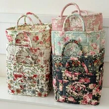 Large Flower Series [Storage Basket] Vintage Quilted Floral Portable Large Capacity Home Storage Basket Suitable For Multiple Scenarios. - Multicolor - View 2