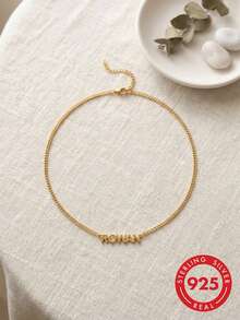 925 Sterling Silver Classic Elegant Customized English Name Thin Cuban Pendant Necklace, Vintage Exquisite, Versatile Fashion, Suitable For Any Occasion And Season - Multicolor - View 7