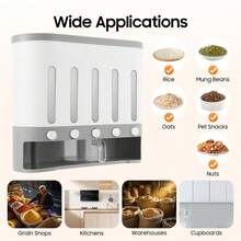 ZhdnBhnos Dry Food Dispenser Container With 5 Partitions Kitchen Rice Storage Barrels - White - View 6