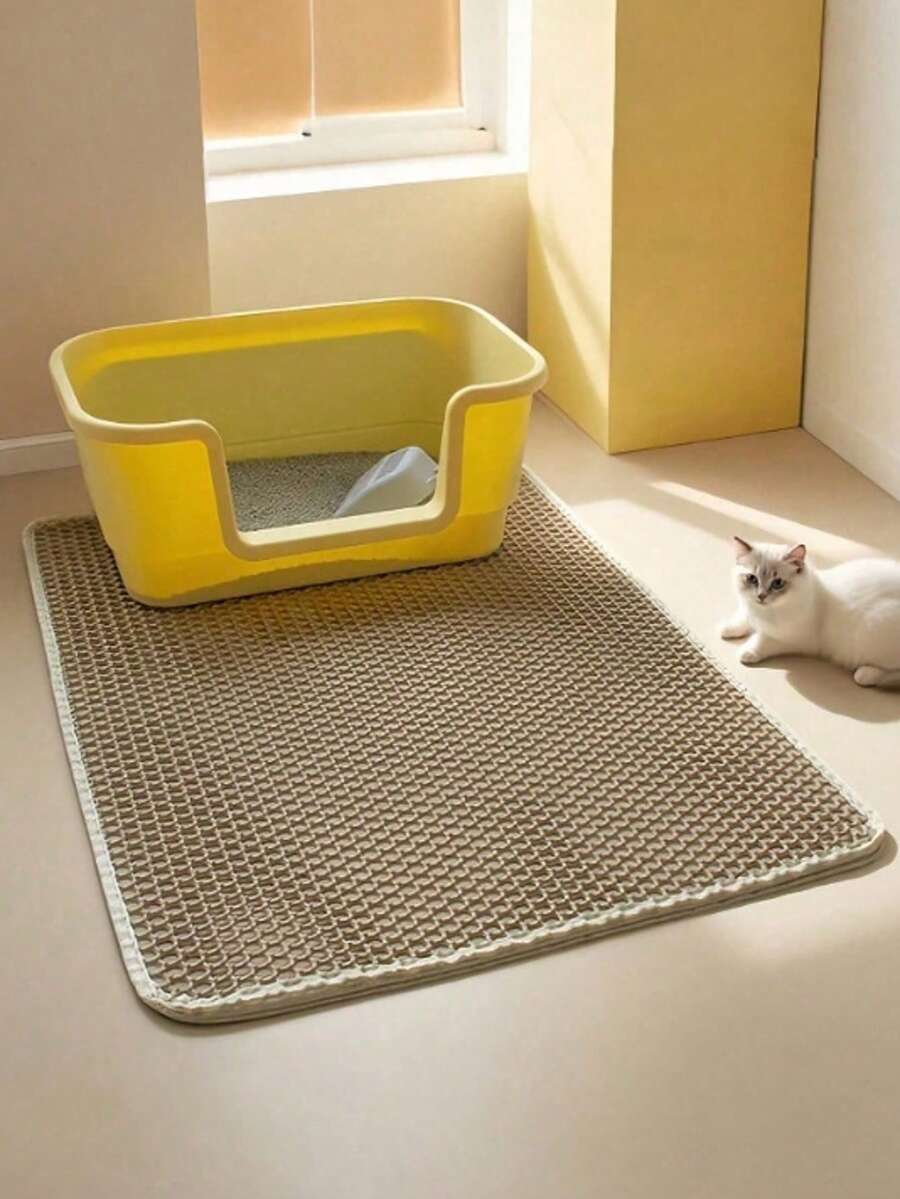 Alas Pasir Kucing Dua Lapis, Alas Lantai Anti Siram dan Anti Bocor, Cocok untuk Kucing dan Anjing, Alas Kotak Pasir Kucing Pembersih Otomatis, Halloween, Natal, Produk Kucing, Dekorasi Rumah - Krem - View 1
