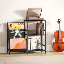 3-Tier Record Player Stand, End Table For Living Room, Bedroom - Black Wood Effect - T0001-01-3583 - View 5