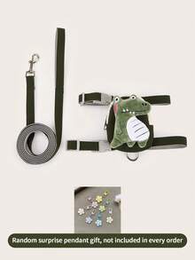 Cute 3D Plush Dinosaur Pet Harness & Leash Set, Adjustable Strap, With Storage Backpack And Keychain Pendant, Suitable For Small To Medium Cats And Dogs, Outdoor Pet Supplies - Multicolor - View 22