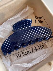 1pc Polka Dot Semi-Circular Hair Clip, Minimalist Versatile Commuter Hair Accessory For Autumn/Winter - Multicolor - View 4