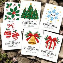 12 Greeting Cards + 12 Envelopes Festive Christmas 2D Card, Winter Holiday Elements Merry Christmas, Suitable For Friends, Christmas Season Minimalist Style Greeting Card. - Sets - View 10