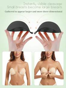 1pc Women's 5cm Thick Invisible Adhesive Bra, Strapless, Lift/Shape Small Breasts, Suitable For Strapless Dresses And Evening Gowns - Thick style - View 4
